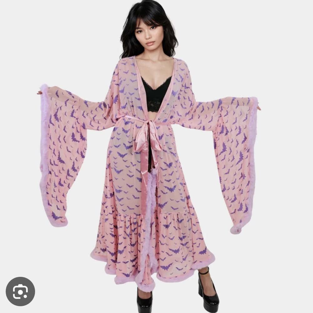 Western evil boudoir pastel goth dracula robe